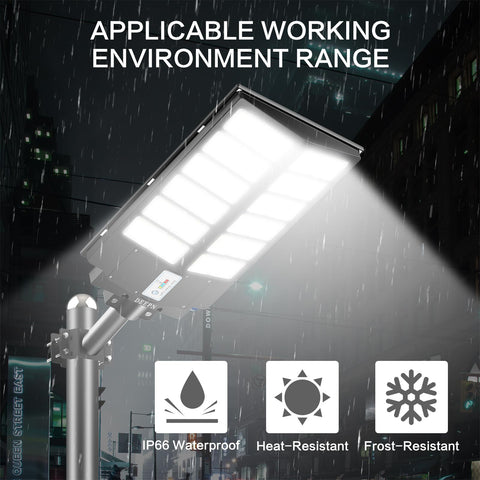 Deepn 8000W solar street light side view highlighting sturdy mounting