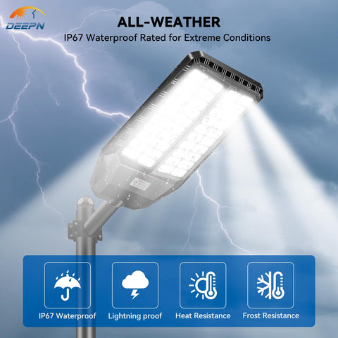 Deepn 9000W solar street light night operation over large area.