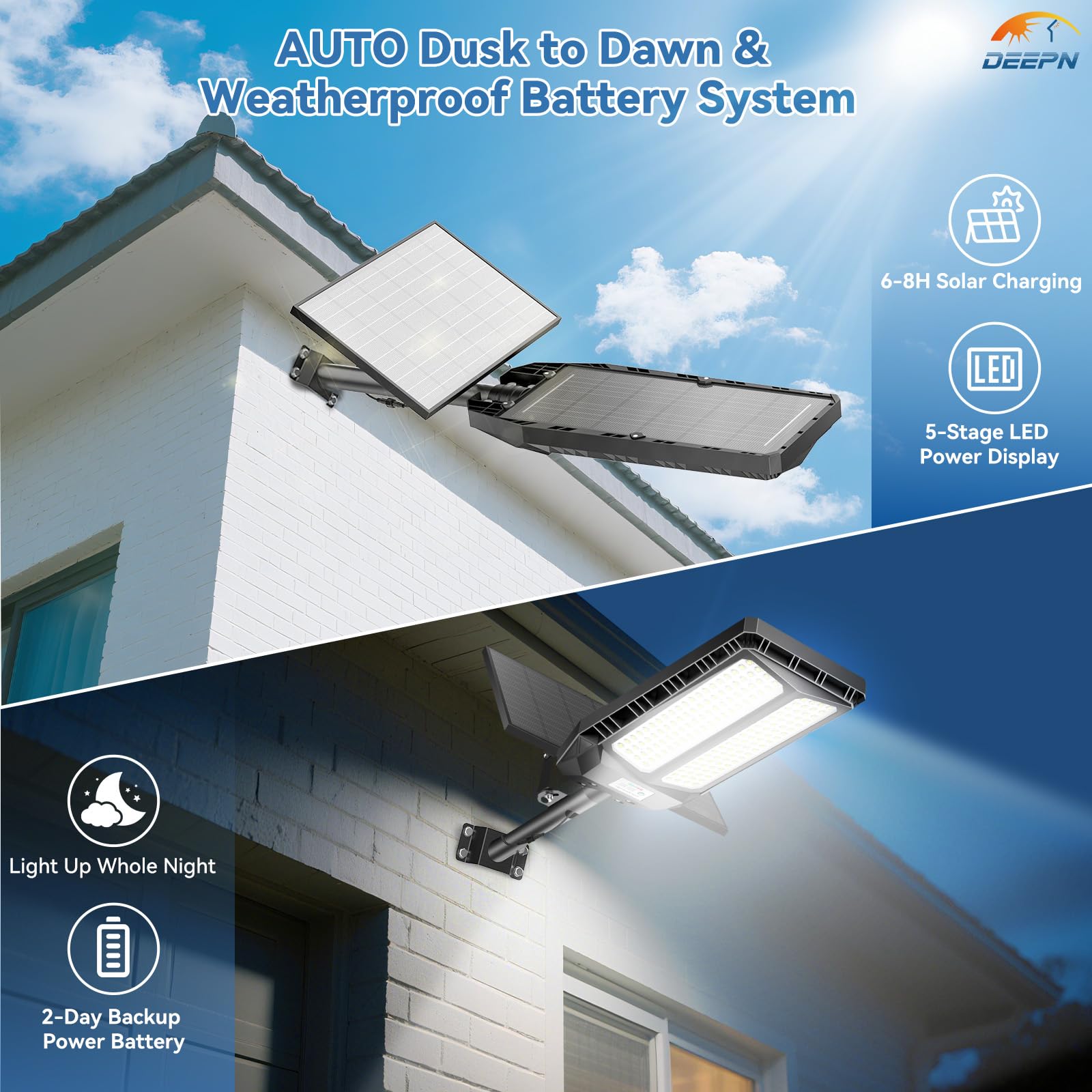 Deepn solar lights outdoor remote control lets you adjust brightness and timing easily.