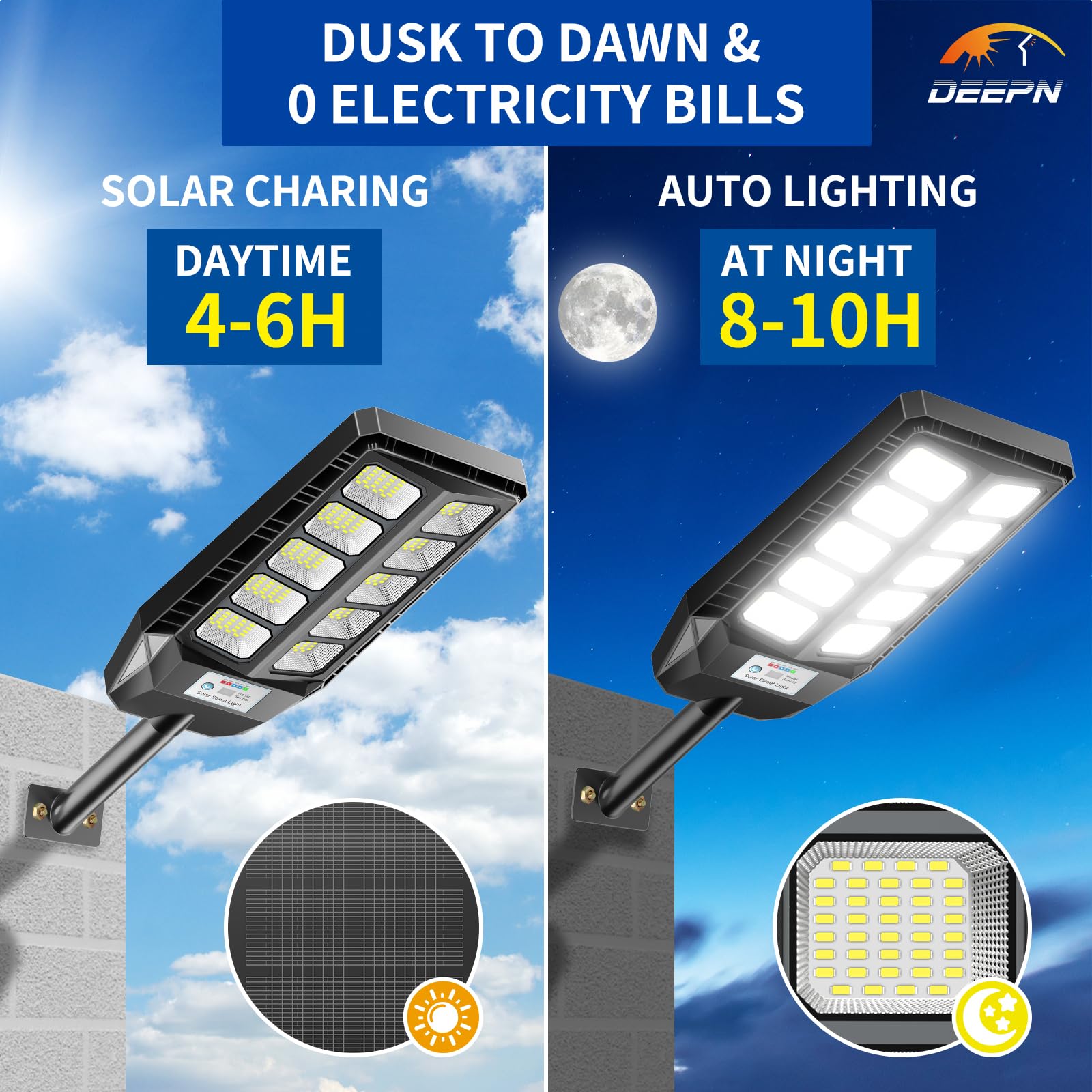 Deepn solar lights mounted on wall enable simple wireless installation.