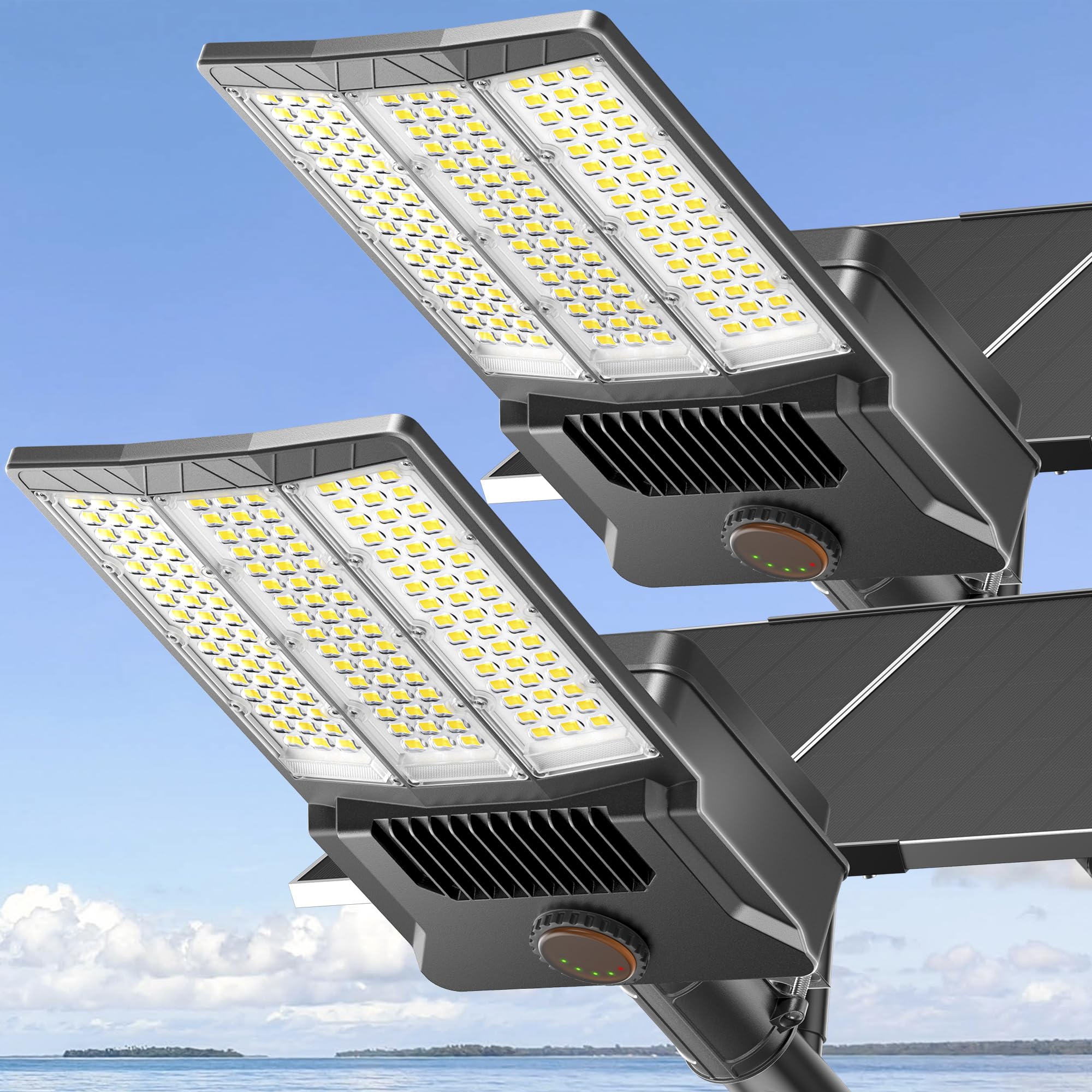 Deepn solar street light with 12000W beam offering wide parking lot coverage