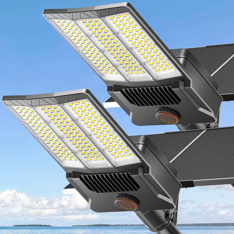 Deepn solar street light with 12000W beam offering wide parking lot coverage