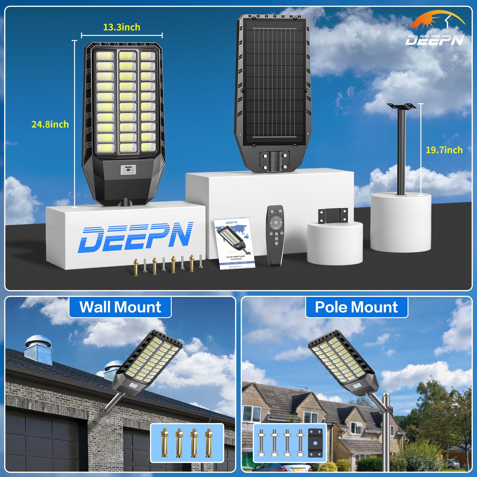 Deepn solar street light offers versatile mounting on wall, pole, or tree for flexible placement