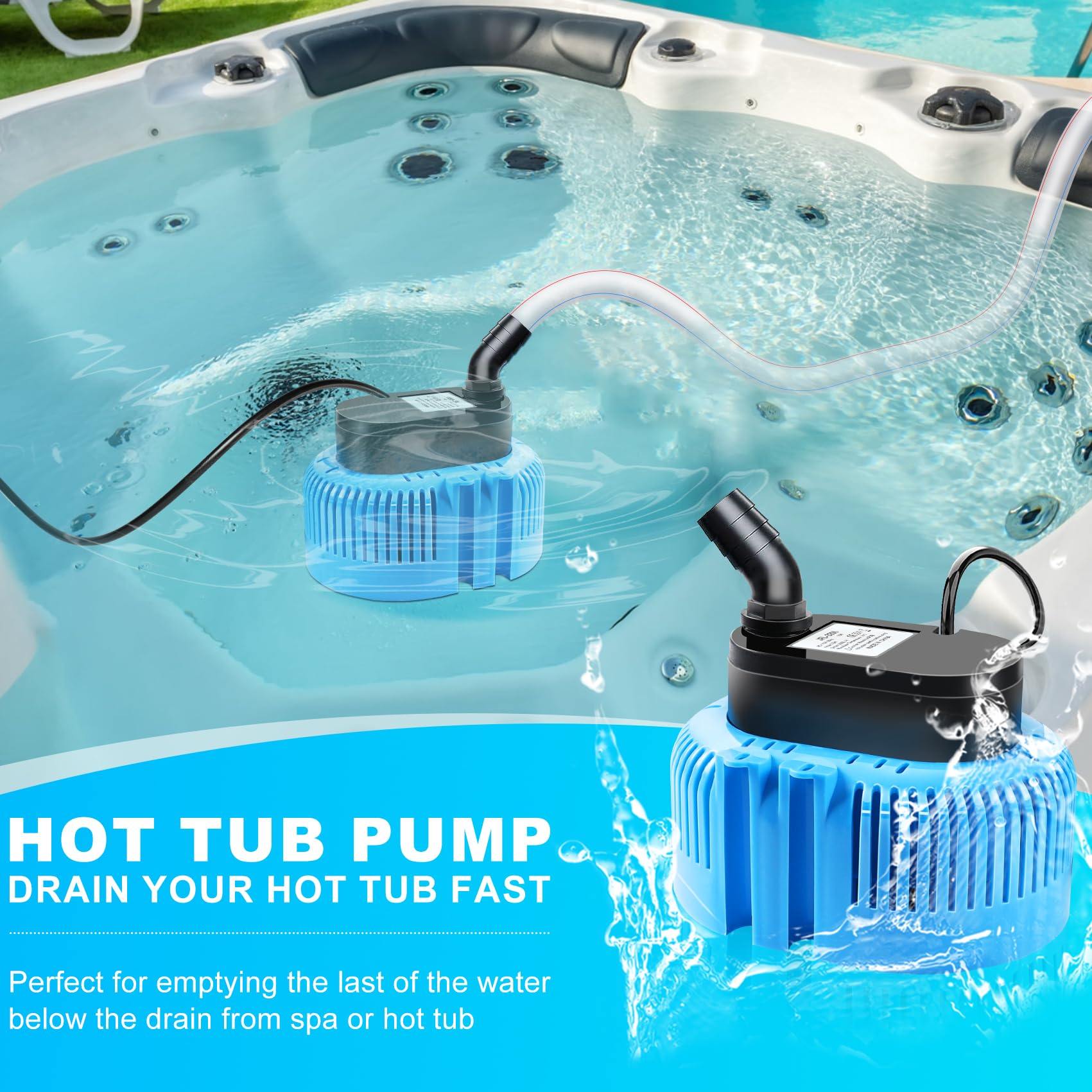 DeeprBetter submersible pump draining water quickly from pool cover