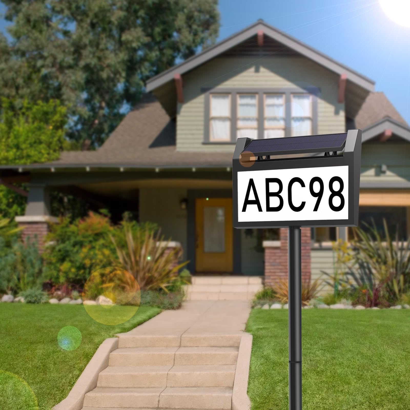 deerdance led address plaque with stakes installed for improved curb visibility