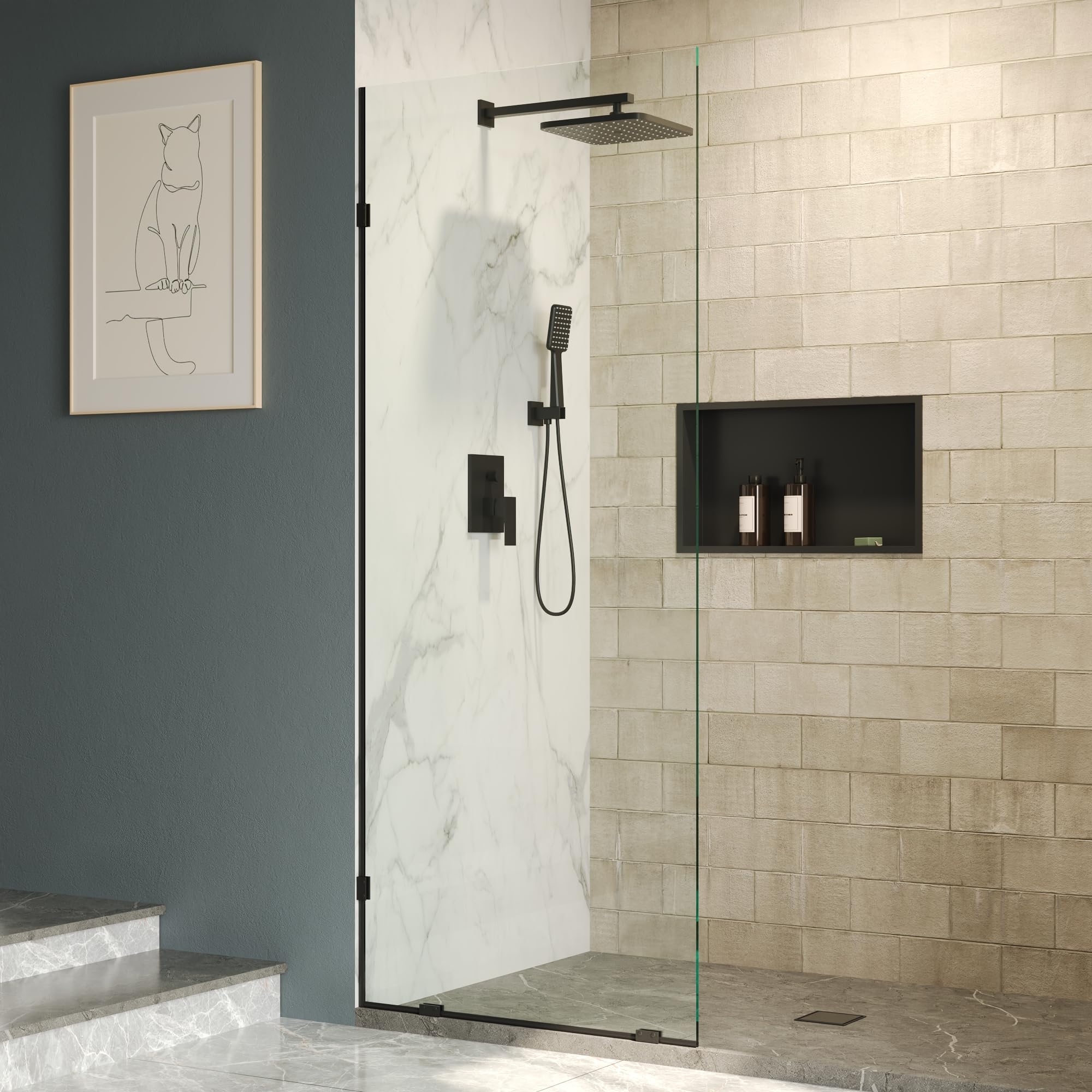 DeerValley fixed glass shower panel 10mm thickness for durable, frameless style.