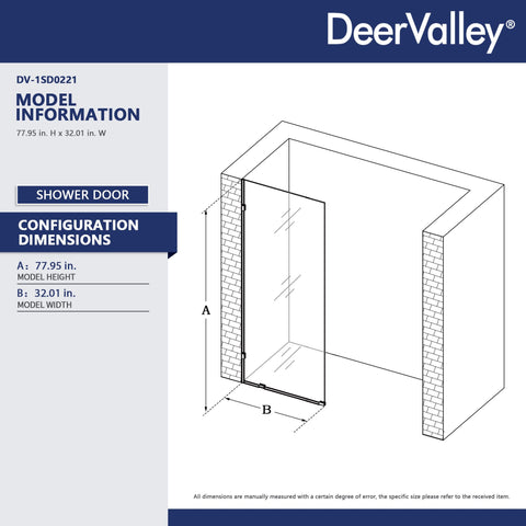 DeerValley frameless glass door with black hardware for a sleek bathroom look.