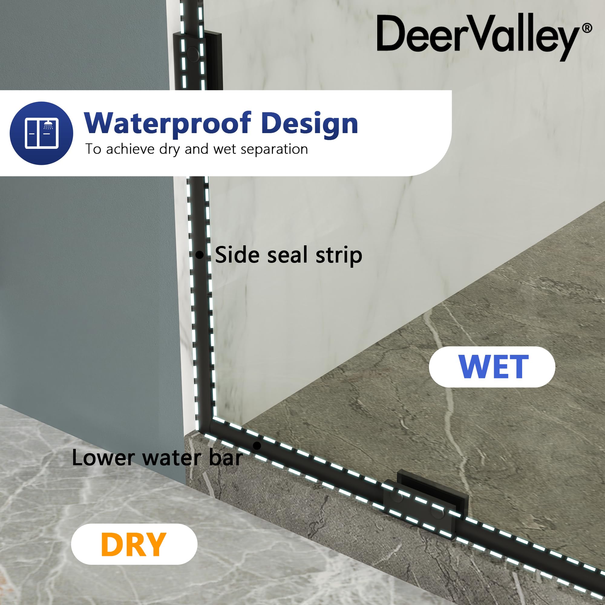 DeerValley left or right wall installation option for flexible bathroom layouts.