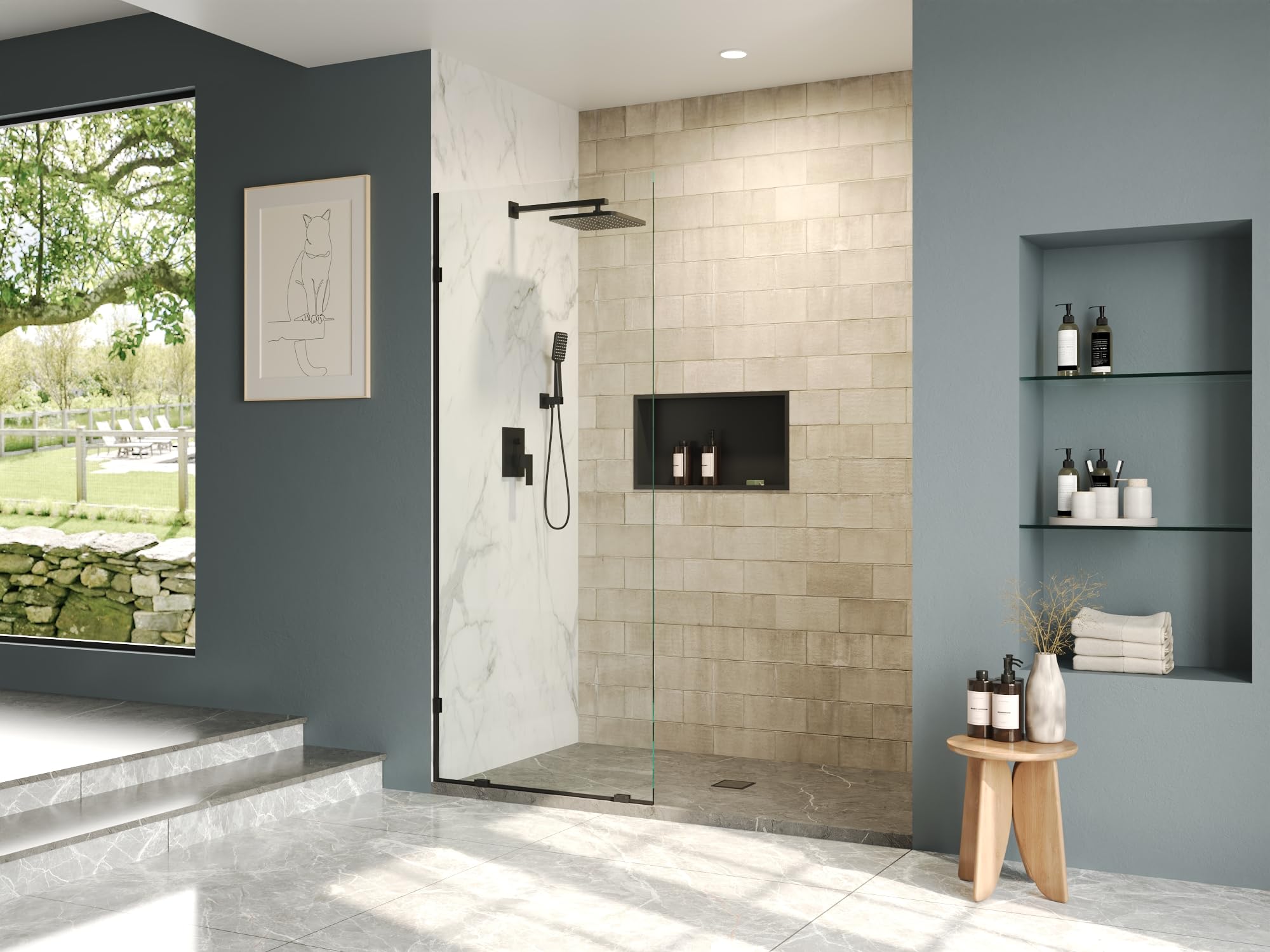 DeerValley efficient enclosure design adds tidy separation between wet and dry areas.