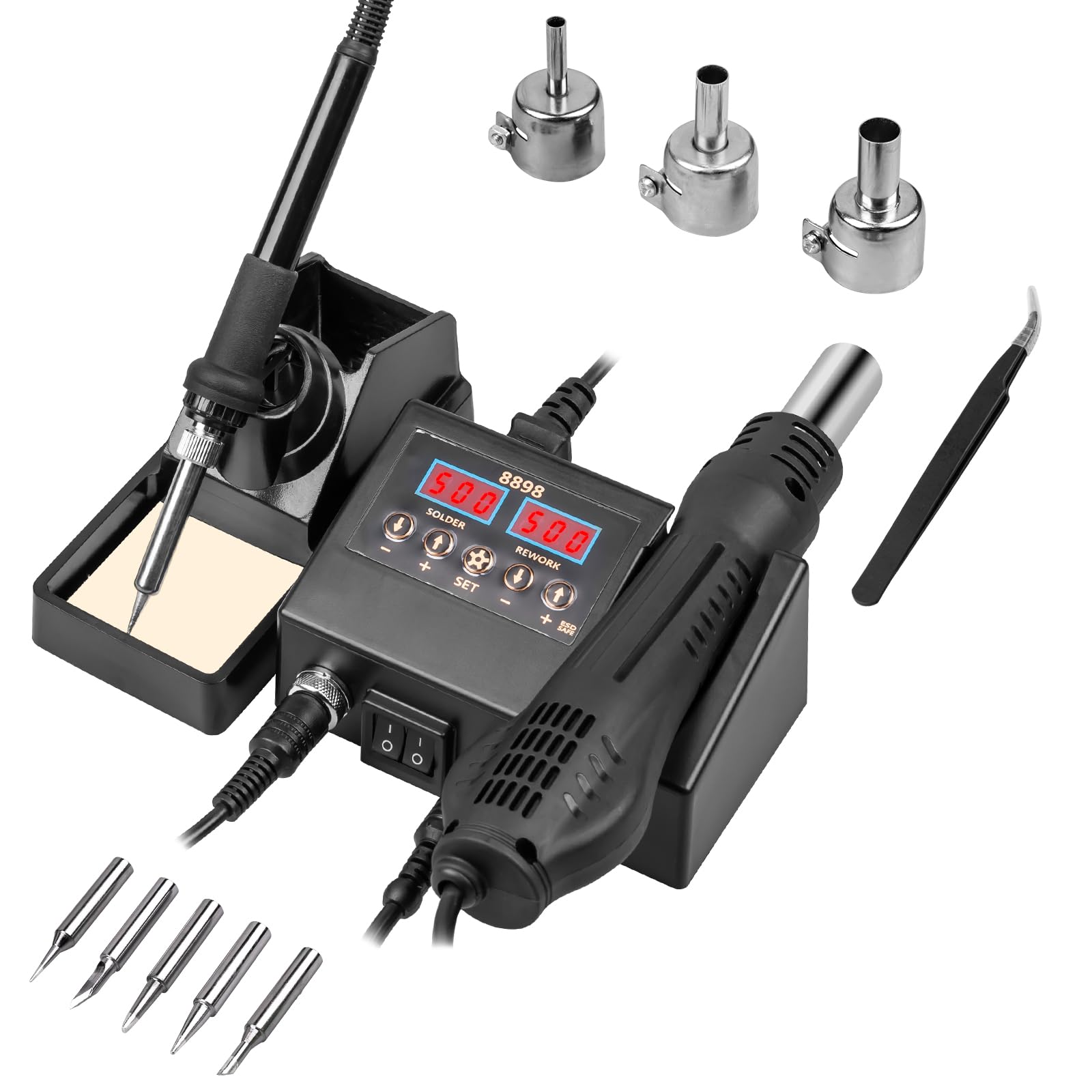 Defabee 12pcs soldering station with dual display for precise temperature control