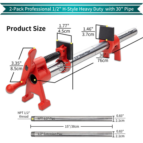 DEEFIINE 15-inch extension pipe connects to clamps for extended reach in woodworking