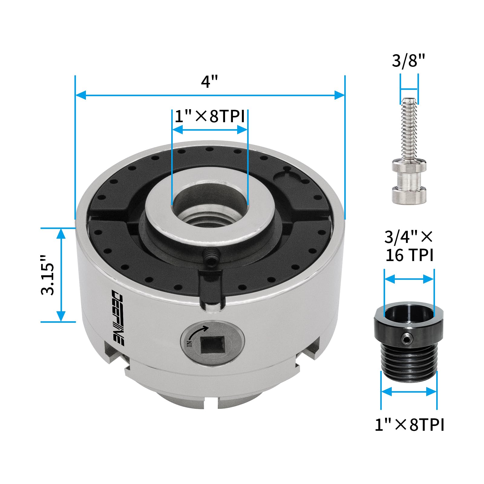 DEEFIINE two jaw set with round and big round jaws for various workpieces