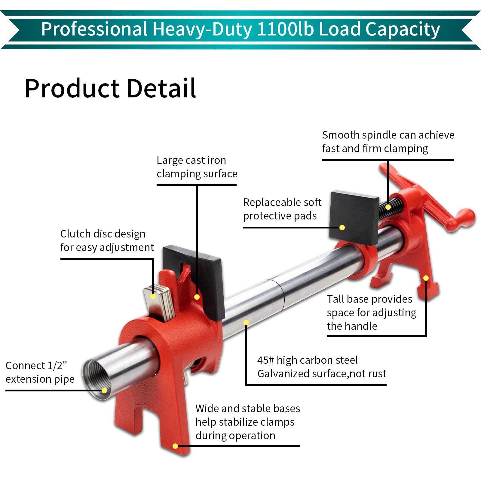 DEEFIINE clamp shows soft protective pad protecting delicate surfaces during clamping