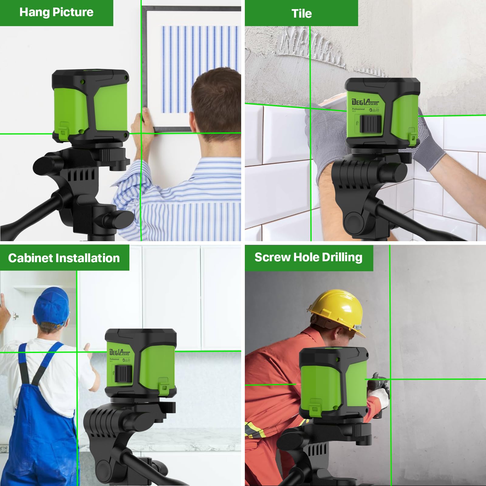 DEGLASERS green laser with multiple brightness levels adapts to any room