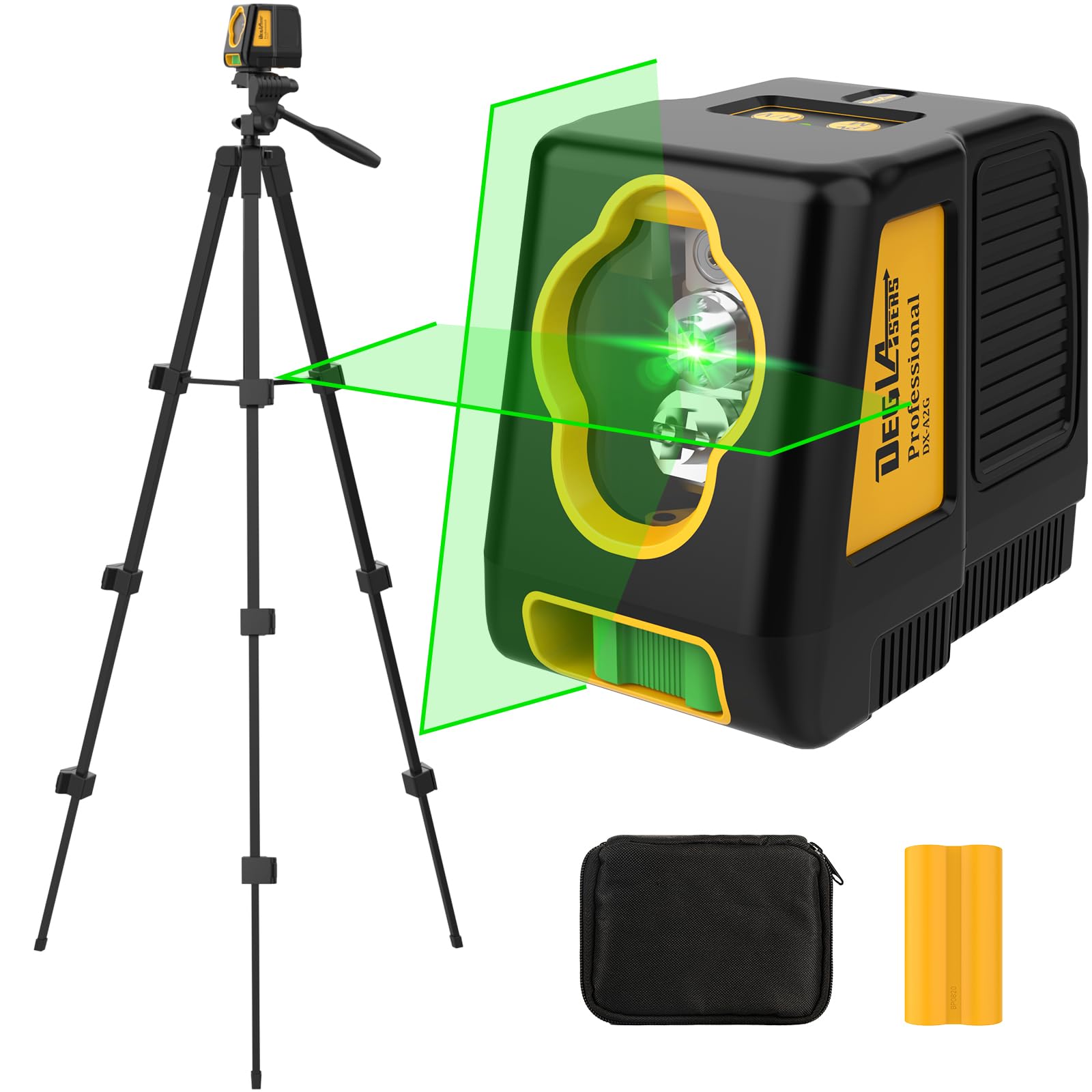 DEGLASERS laser level setup with tripod ready for precise alignment tasks.