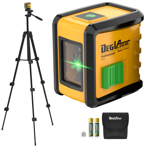 DegLasers self-leveling laser with green cross line for precise hanging.
