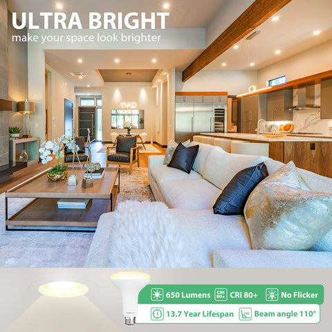 DEGNJU BR30 provides 650 lumens in a bright, natural look for living spaces