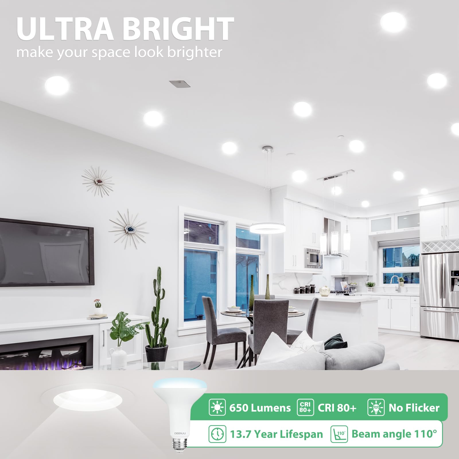 DEGNJU BR30 LED Bulb delivers 650 lumens for bright, natural light