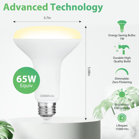 DEGNJU BR30 7W LED equals 65W incandescent for efficiency