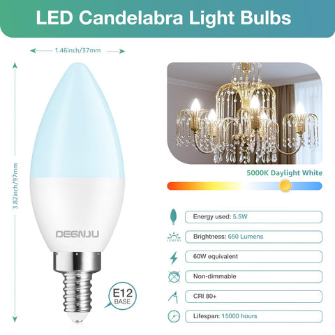 DEGNJU daylight 5000K LED bulb for daylight-like visibility.