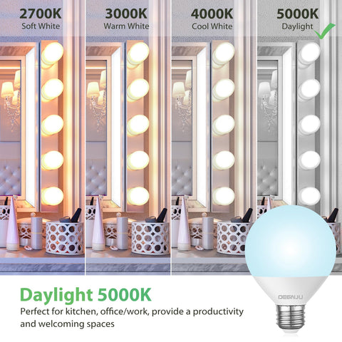 DEGNJU G25 globe vanity bulb daylight 5000K for true-to-life colors