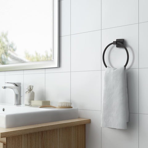 DEGULAS toilet paper holder in matte black for easy reach.