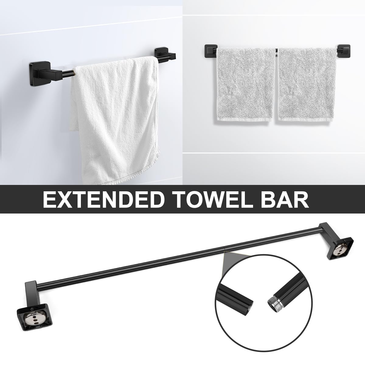 DEGULAS toilet paper holder in matte black offers convenient access.