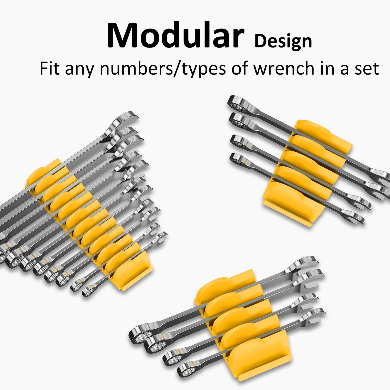 DEHOYI modular bracket system arranges wrenches by size for quick pick