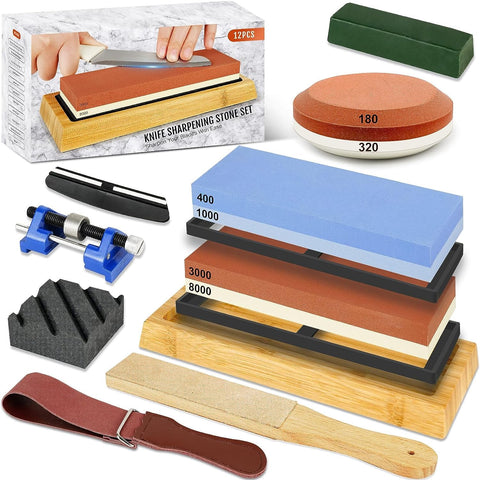 DEHVIHS whetstone kit dual grit 400/1000 stones for dull blades and reshaping