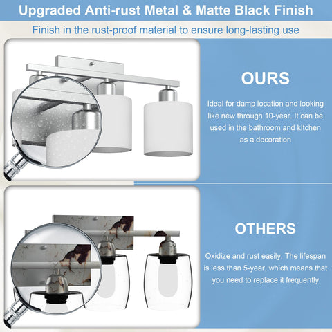 Dekang brushed nickel finish detail highlights rustproof durability for wet bathroom spaces.