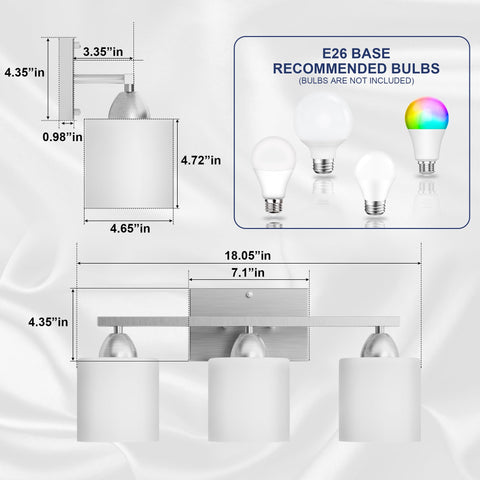 Dekang brushed nickel light shows E26 socket compatibility for flexible bulbs.