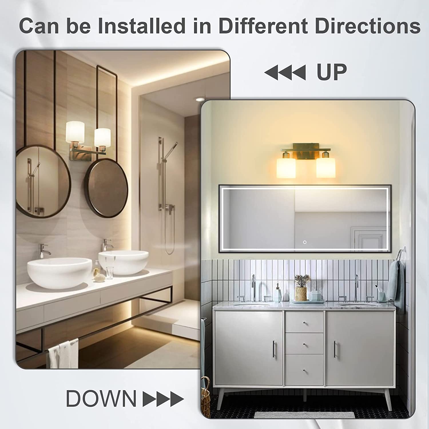 Dekang bathroom light with two E26 sockets easy bulb updates for color temperature changes
