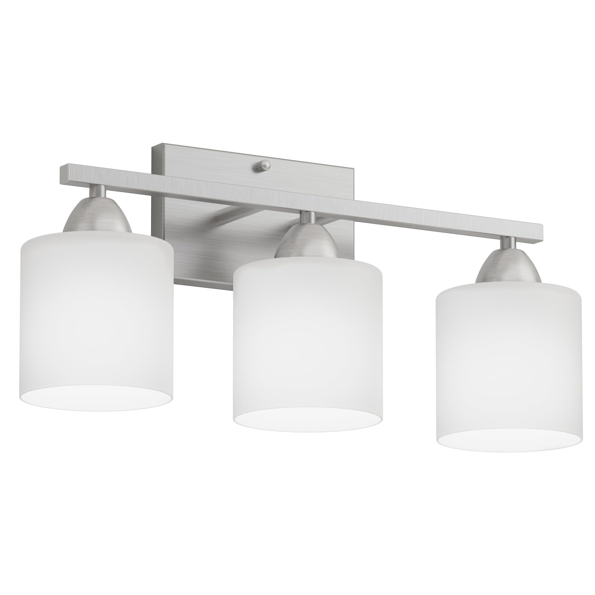 Dekang milky white shade offers relaxing bathroom ambience.