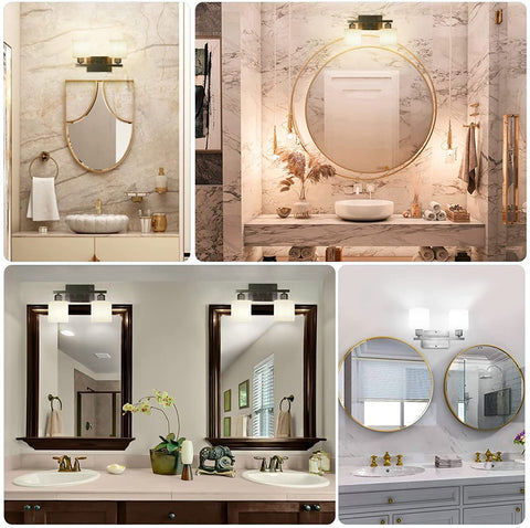 Dekang two-bulb fixture suited for bathroom, vanity, hallway and dressing areas