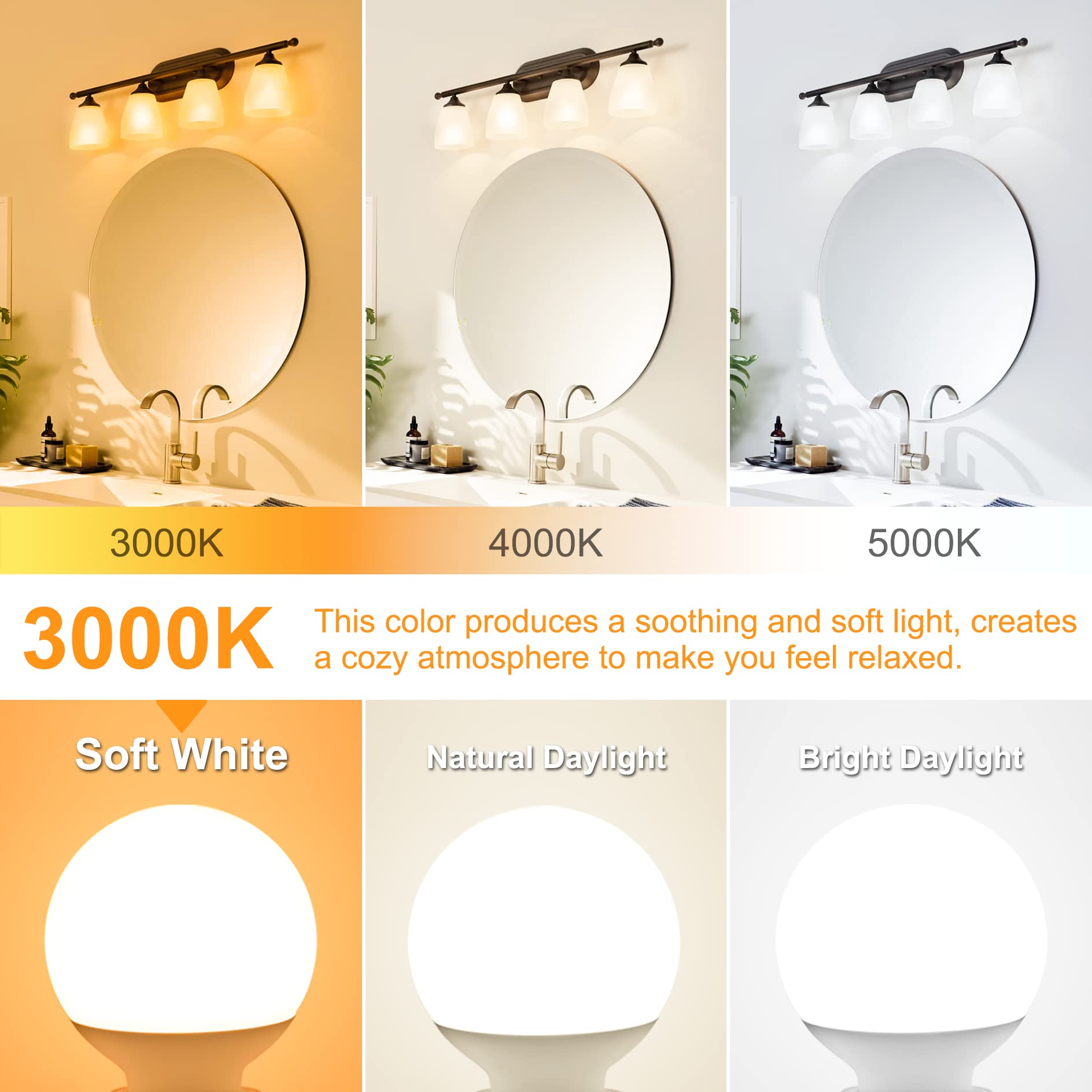 Dekang vanity light bulb with 500 lumens for clear makeup tasks.