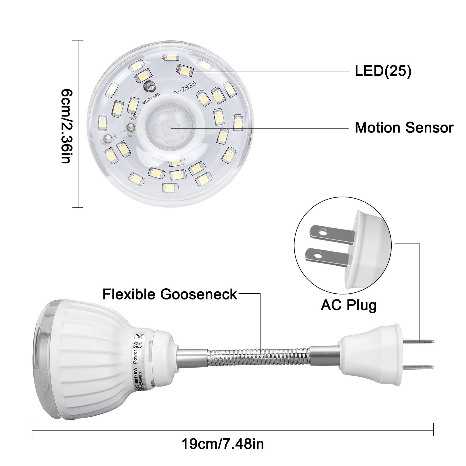 DEKELIY night light detects motion up to several feet, guiding you safely.
