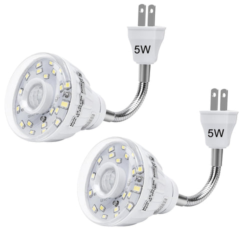 DEKELIY plug-in motion sensor night light, front view, energy-efficient lighting for dark hallways.