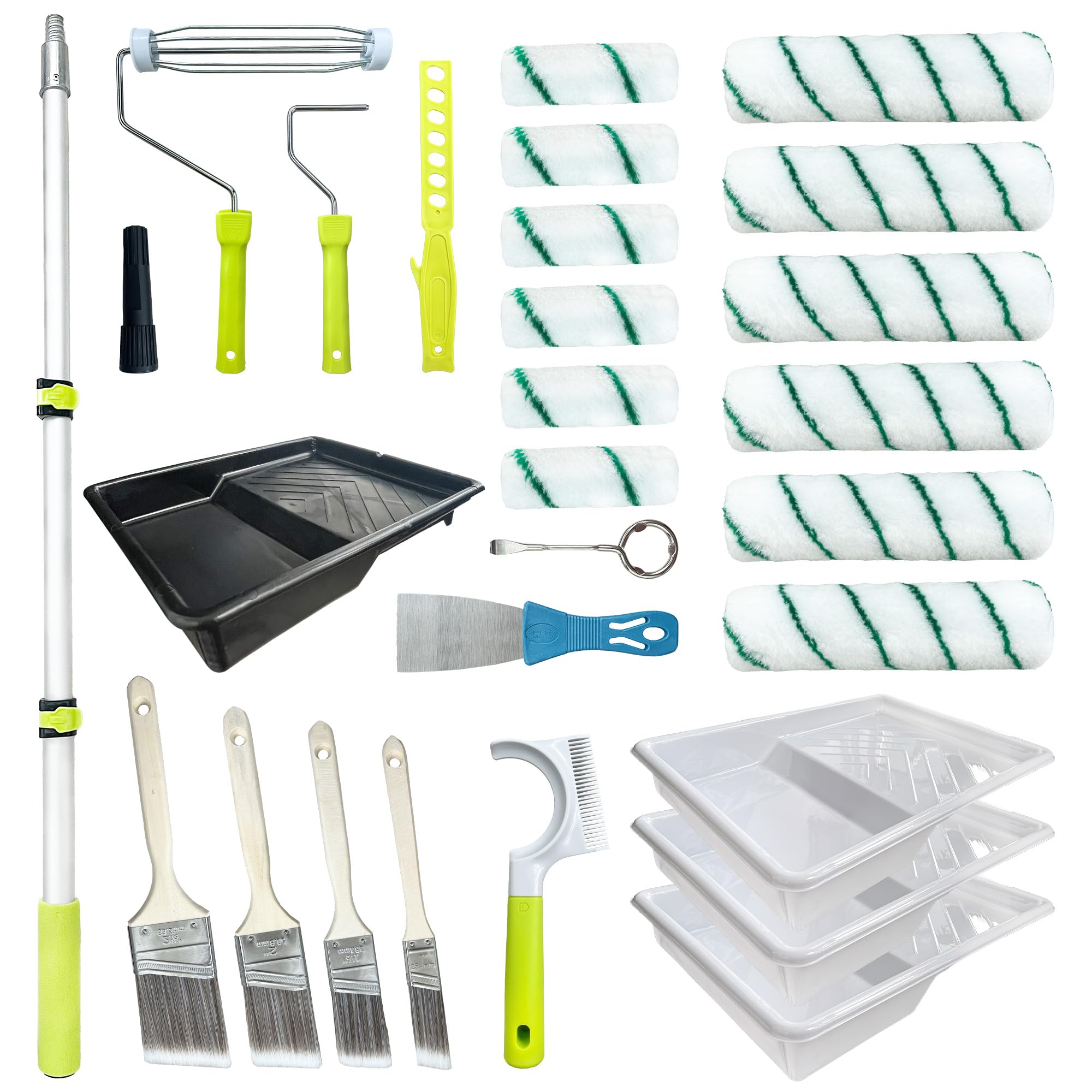Dekonmon paint roller kit extension pole for reaching high ceilings safely