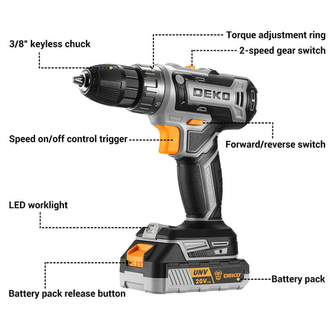 DEKOPRO 20V 1.5Ah battery provides reliable power for extended DIY projects.