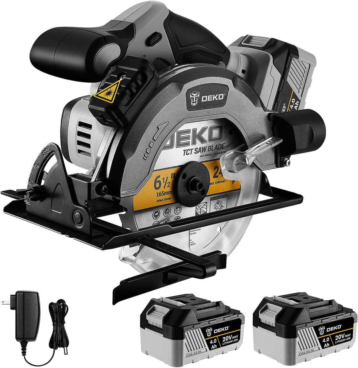 DEKOPRO 20V cordless circular saw in action cutting wood for a project