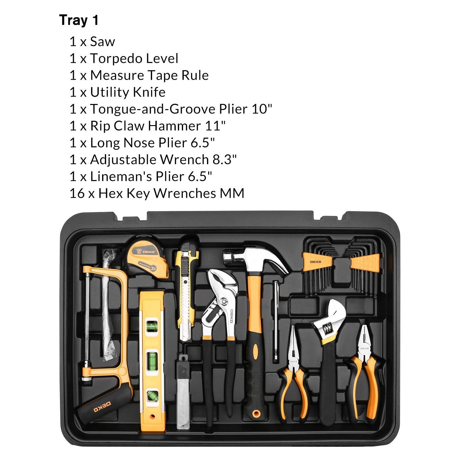 DEKOPRO organized tool kit layers with cushioned protection.