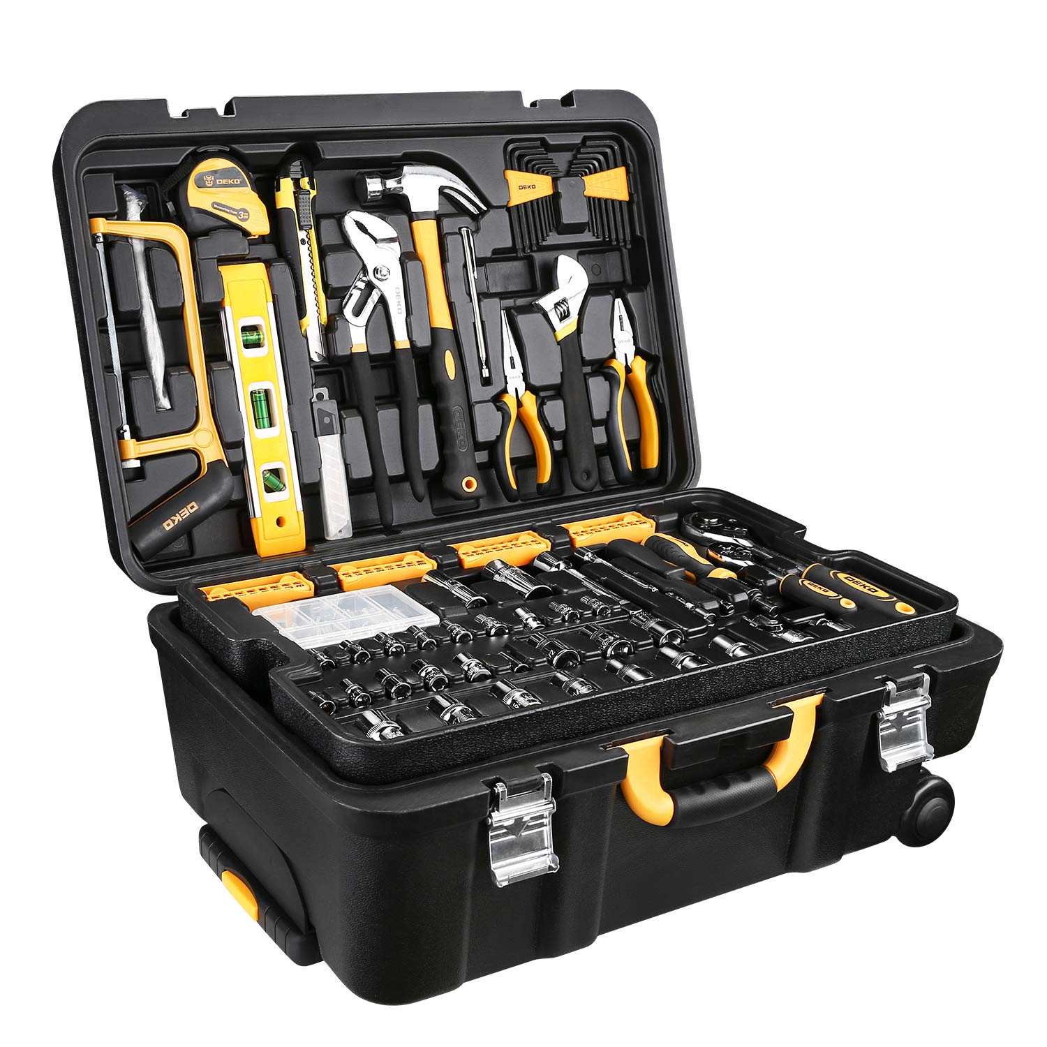 DEKOPRO 258-piece tool kit with wheels ready for on-site use.