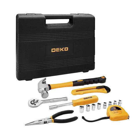 DEKOPRO 65-piece tool set measuring tape ready for accurate measurements