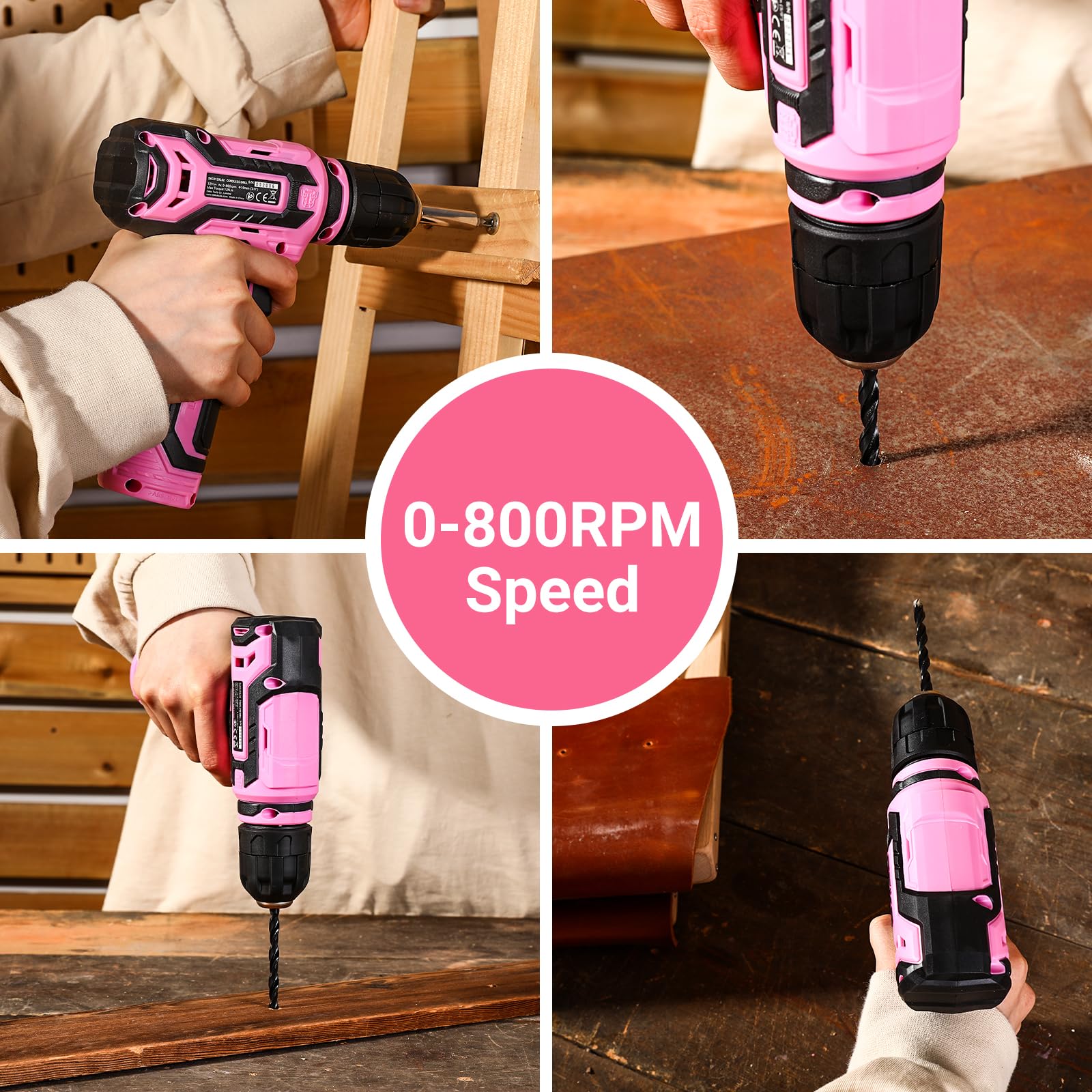 DEKOPRO 12V drill with smooth speed control up to 800 rpm