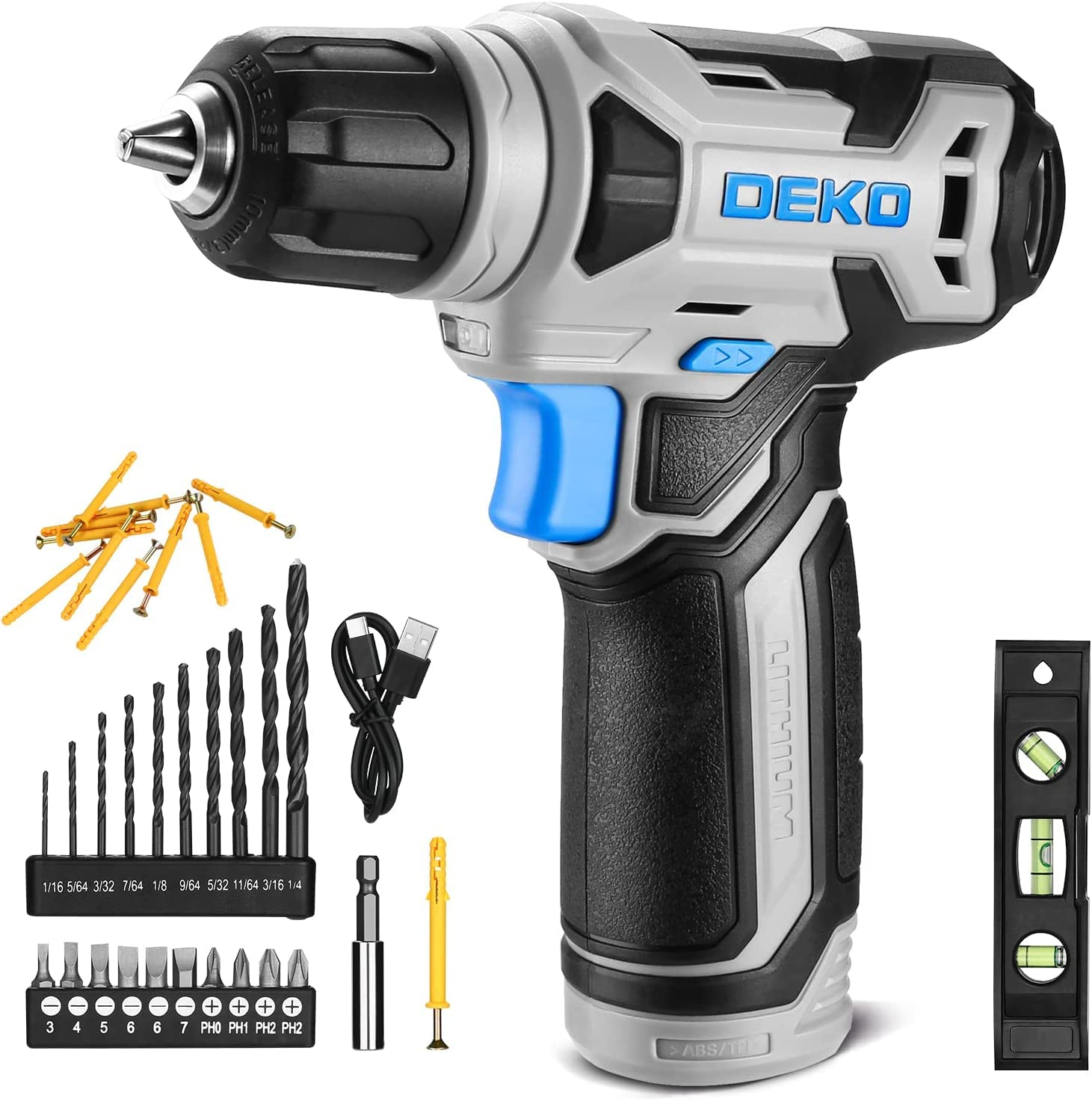 DEKOPRO 8V cordless drill ready for DIY tasks with a compact design