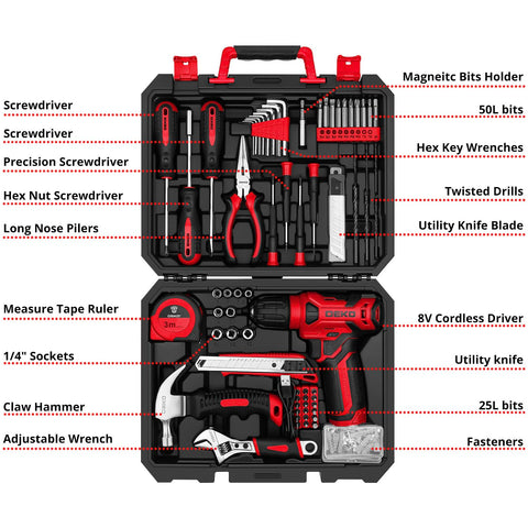 DEKOPRO 8V drill battery indicator shows charge status at a glance