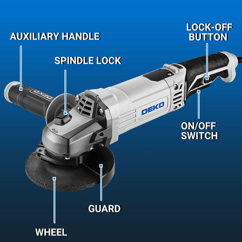 DEKOPRO angle grinder side handle grip offers comfortable control for both hands.