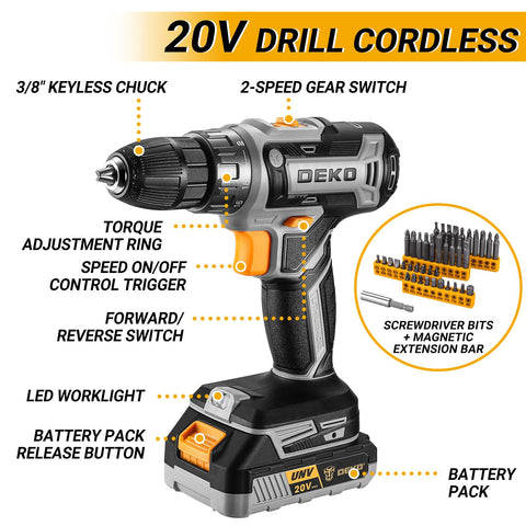 DEKOPRO cordless drill held in hand for comfortable use.