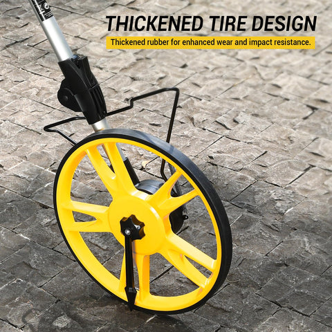 DEKOPRO digital measuring wheel with TPR tires for solid traction on varied surfaces