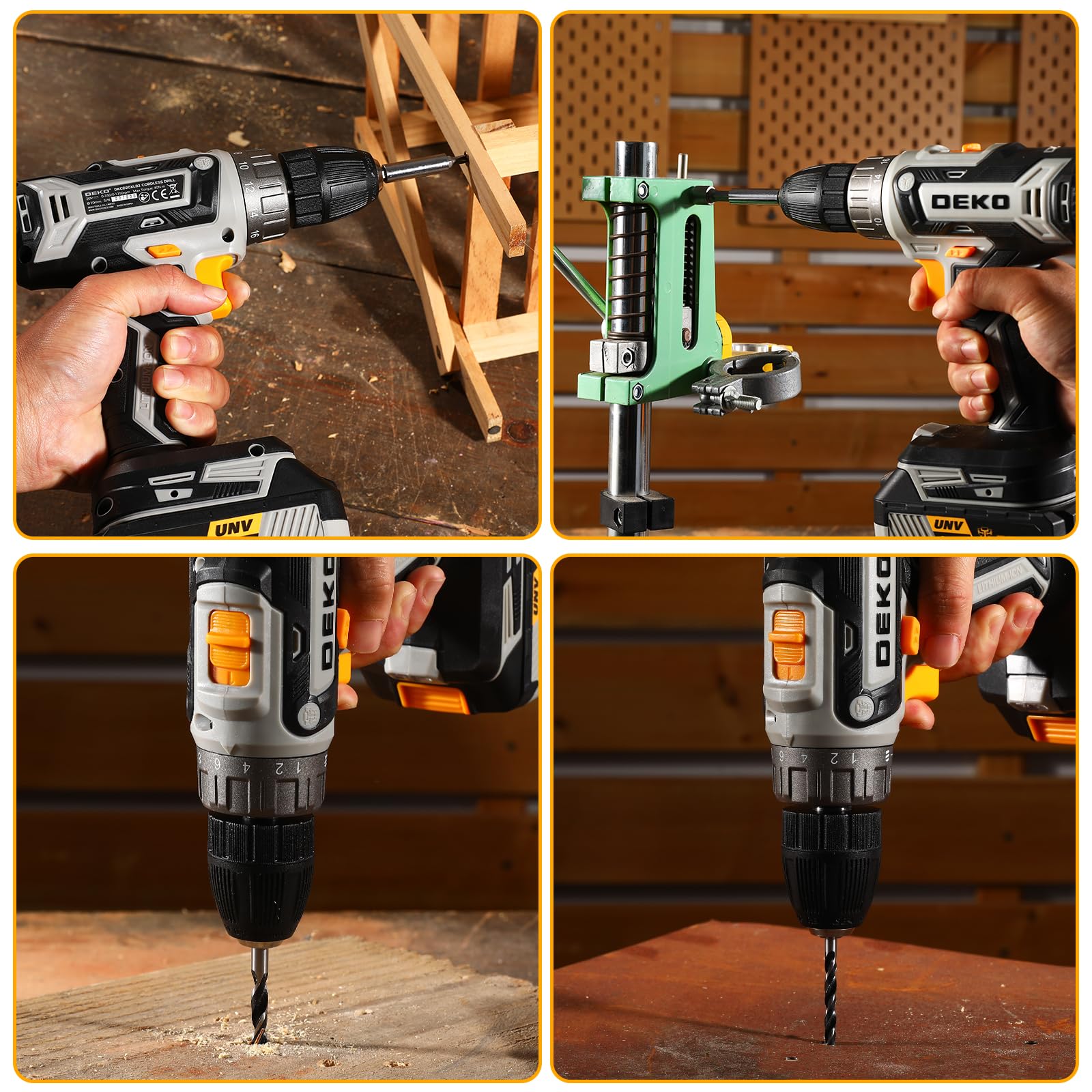 DEKOPRO drill in use demonstrates ergonomic grip during simple installations.